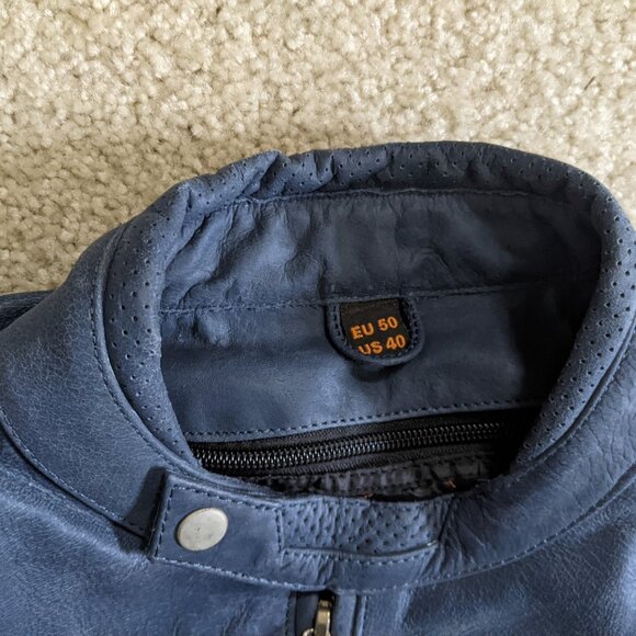 IXS Shawn Motorcycle Jacket "Spirit of 79" Blue & Ivory Leather Men US 40/EU 50 - Picture 3 of 5